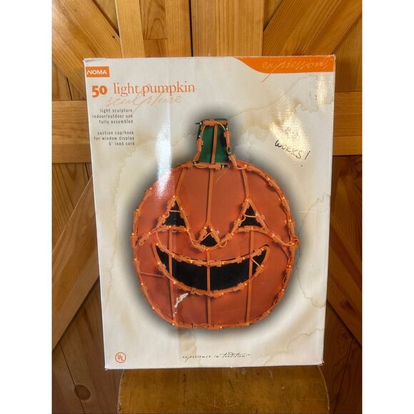 Vintage Halloween 16” Light Sculpture Pumpkin face Jack o Lantern with Box (5525 - Picture 2 of 10